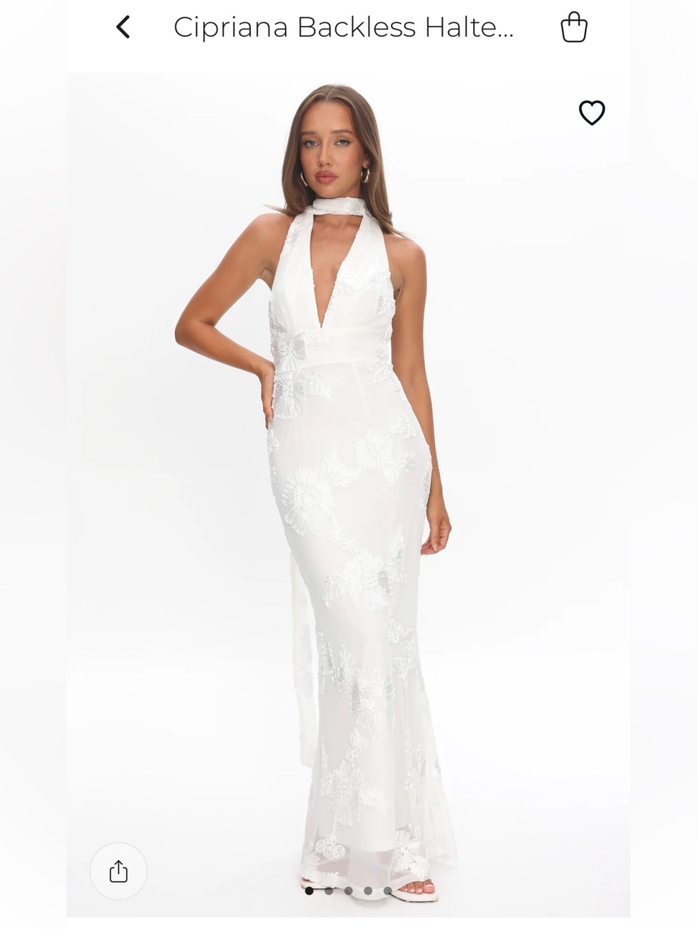Selfie Leslie White Halter Lace Maxi Dress